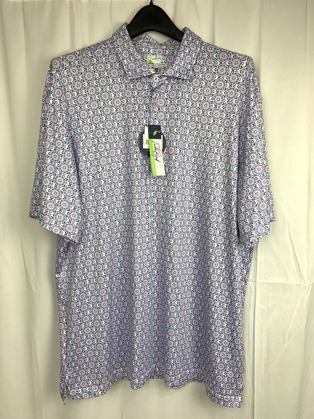 NWT TailorByrd Performance Golf Shirt Polo Lilac Print SPF 30 XXL MSRP $80